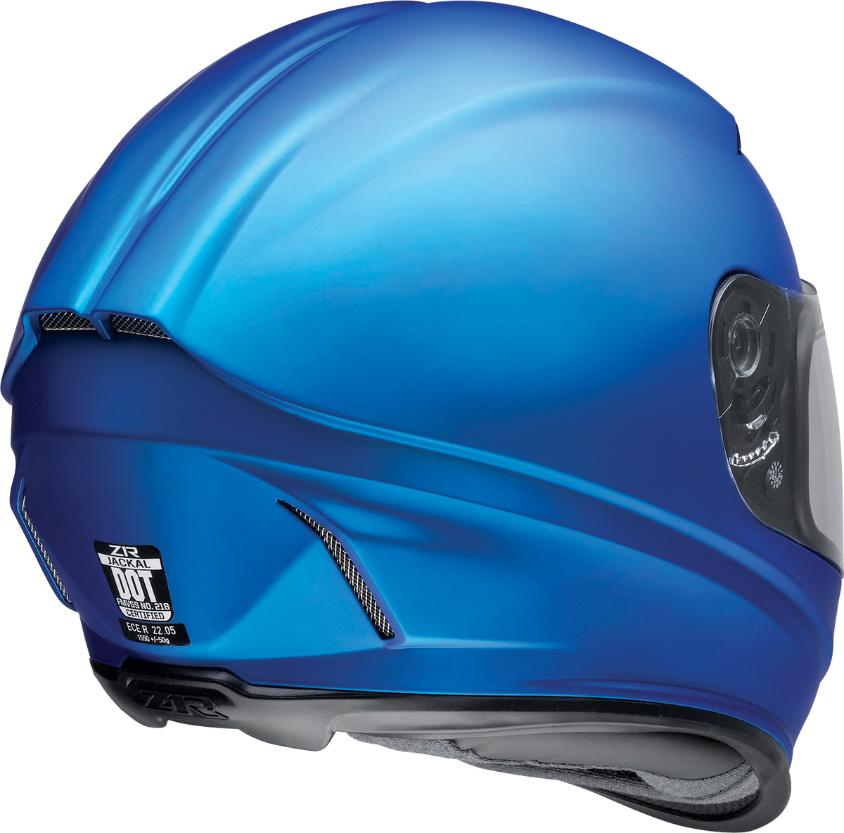 Blue satin Z1R Jackal full face street helmet for adults, size XS, with sleek aerodynamic design.