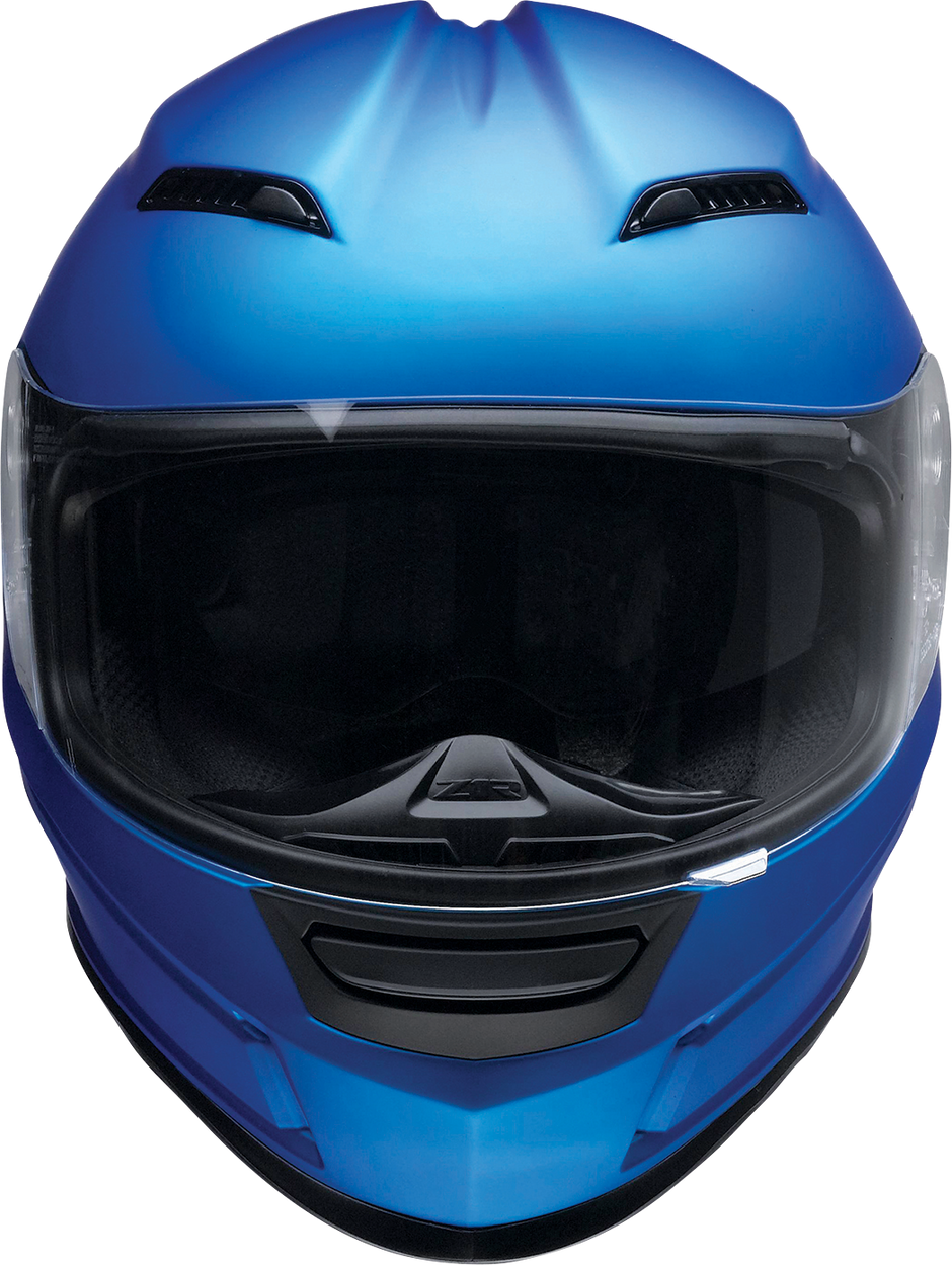 Z1R Jackal satin blue full face street helmet for adults, XS size, featuring aerodynamic design and secure chin strap.