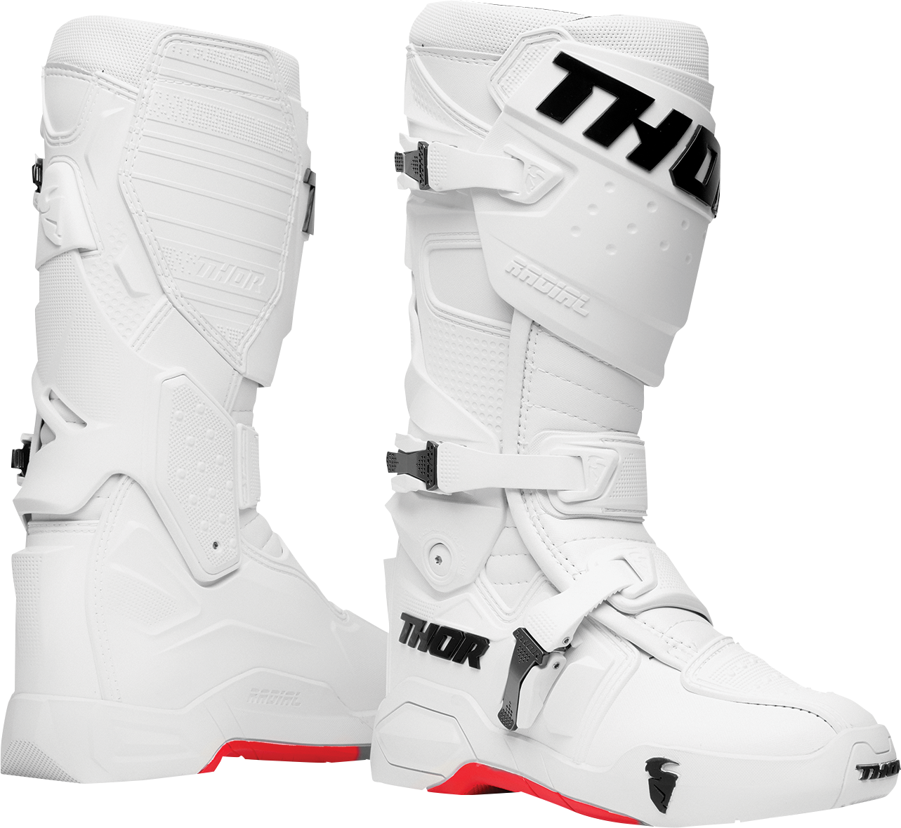 THOR Radial Frost motorcycle boots in size 7, black with rugged design and protective features for riding.