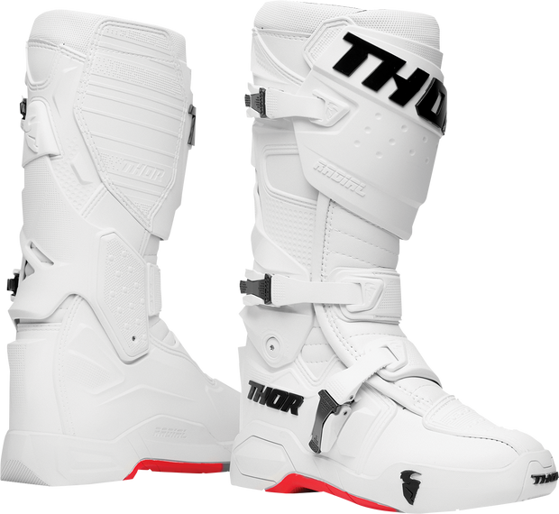 THOR Radial Frost motorcycle boots in size 7, black with rugged design and protective features for riding.