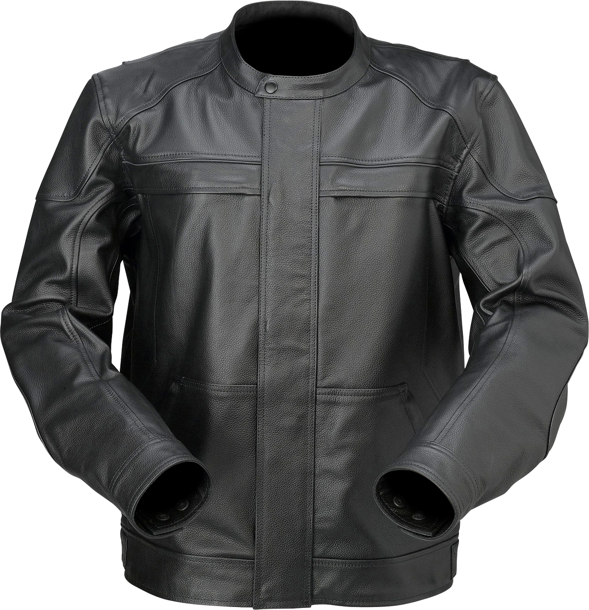 Black Z1R Justifier leather jacket for men, large size, featuring classic streetwear style and durable leather material.