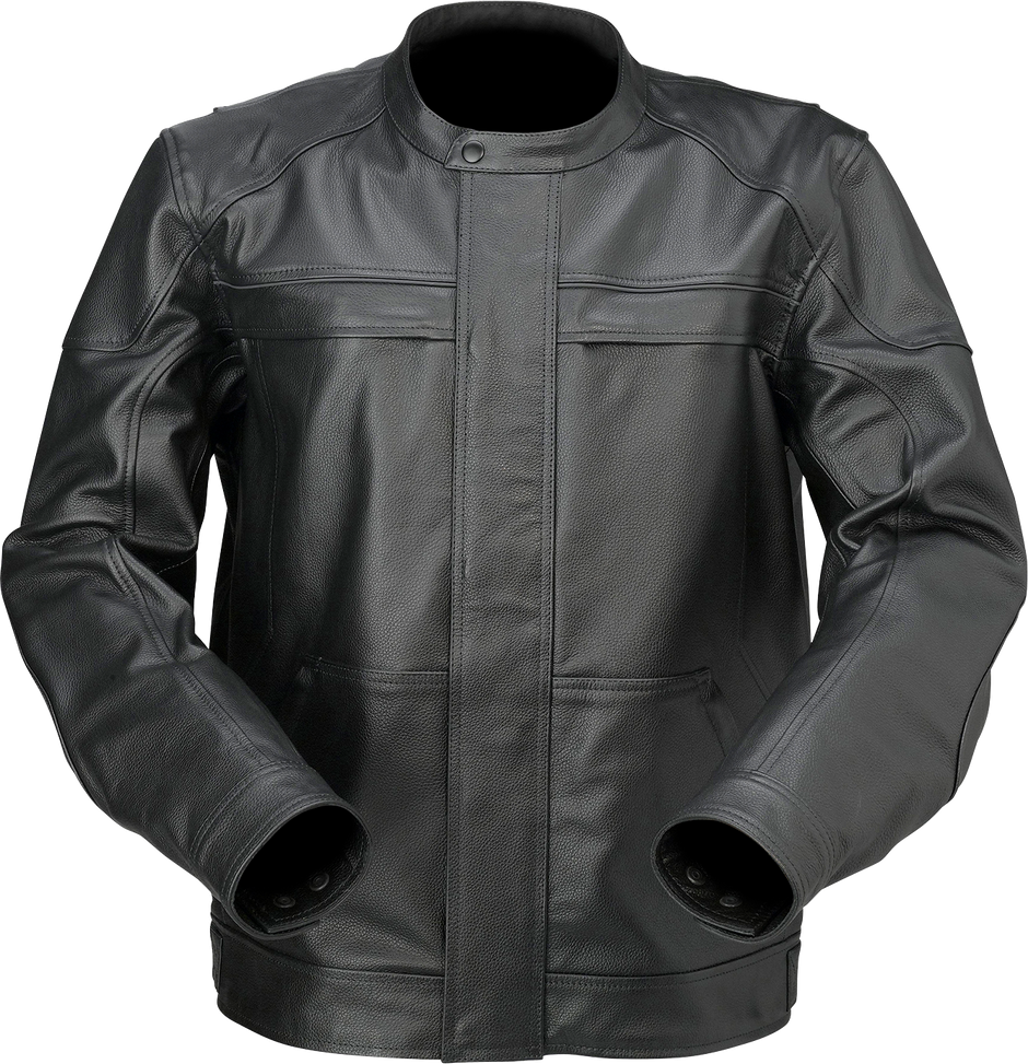 Black Z1R Justifier leather jacket for men, large size, featuring classic streetwear style and durable leather material.