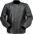 Black Z1R Justifier leather jacket for men, large size, featuring classic streetwear style and durable leather material.