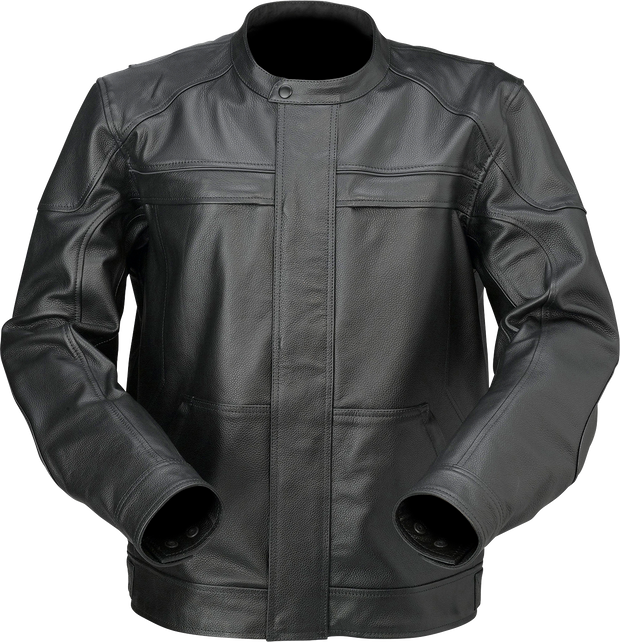 Black Z1R Justifier leather jacket for men, large size, featuring classic streetwear style and durable leather material.