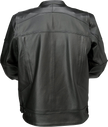 Black Z1R Justifier leather jacket in large size, featuring a sleek streetwear design with detailed stitching and a classic collar.