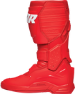 Red THOR Radial motorcycle boots in size 9 with protective design and sturdy construction, perfect for riding.