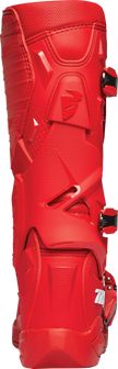 Red THOR Radial Boots in size 9, shown from the side with detailed straps and rugged sole, designed for motorcycle riding.