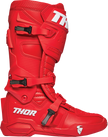 Red THOR Radial boots, size 9, featuring durable footwear design with sturdy construction and bold color details.