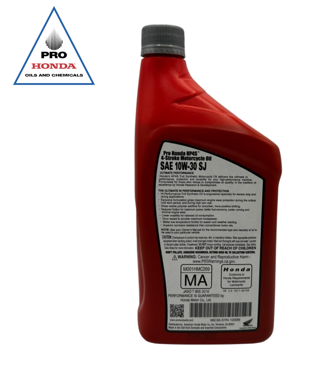Aceite 10W-40 4 Tiempos Totalmente Sintético HP4S PRO Honda (1 CUARTO DE GALÓN)