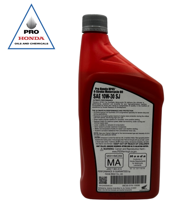 Aceite sintético completo para motor de 4 tiempos PRO Honda HP4S 10W-40 (4 CUARTOS DE GALÓN)
