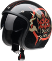 Z1R Saturn Devilish street open face adult helmet in gloss black and red, large size, with sleek design and ventilation features.