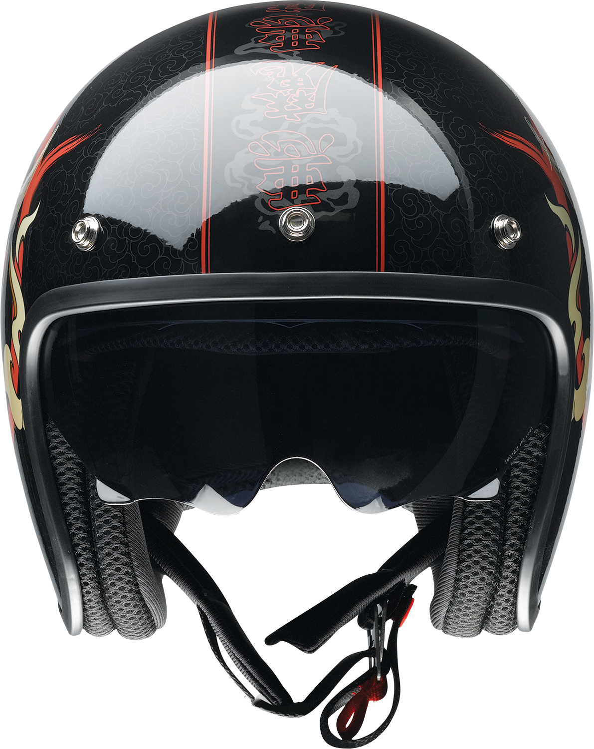 Z1R Saturn Devilish open face street helmet in gloss black and red, large size, with sleek design and detailed graphics.