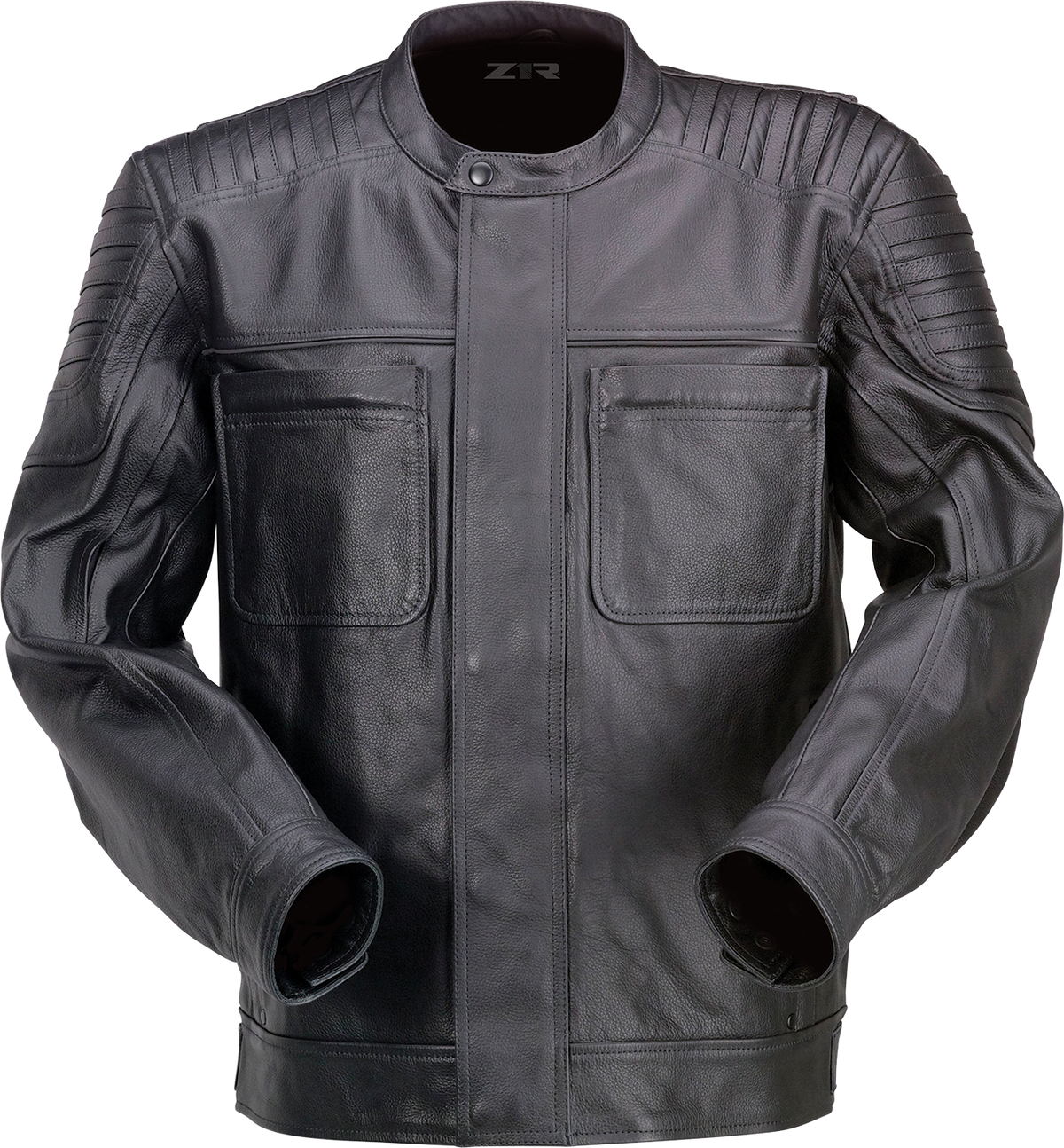 Black Z1R Widower leather jacket in 5XL, street style with sleek leather design and detailed stitching.