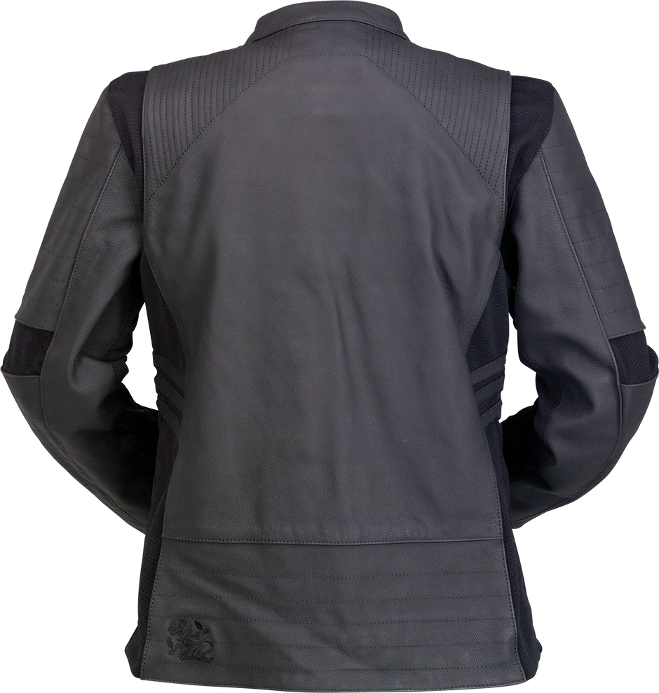 Black Z1R Women's Bellona leather jacket in XS, featuring classic street style and sleek design, displayed on a hanger.