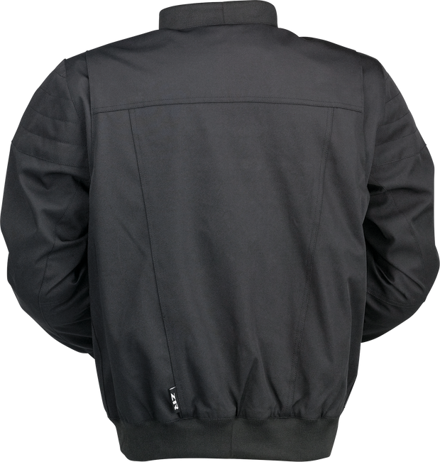 Black Z1R Shaman Bomber Jacket in Large, streetwear style with detailed stitching and sleek design.