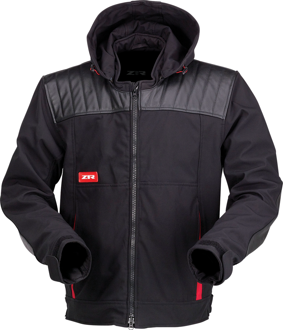 Z1R armored street jacket in black and red, large size, featuring protective armor and streetwear design.