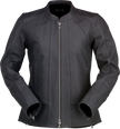 Z1R Women's black Matchlock leather jacket, size small, street apparel, stylish and fitted, shown on a model.