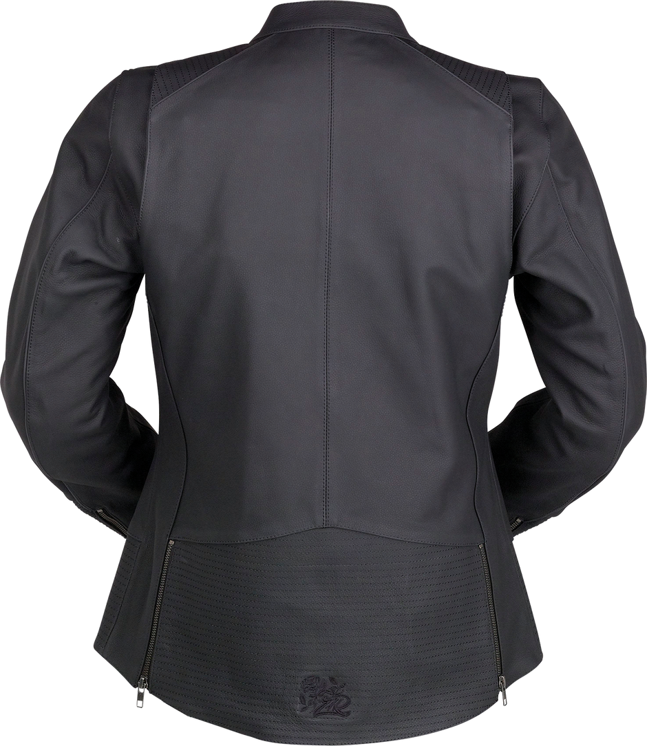 Black Z1R Women's Matchlock leather jacket in small size, featuring a stylish streetwear design and detailed leather craftsmanship.