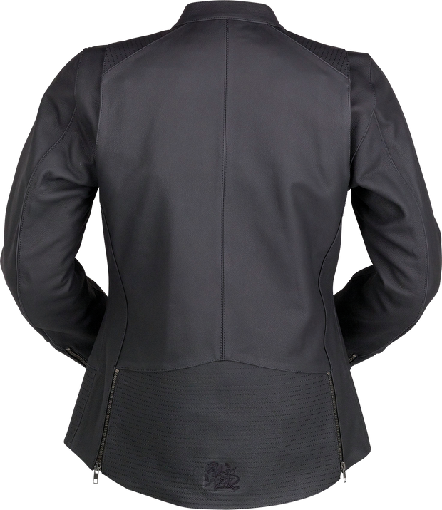 Black Z1R Women's Matchlock leather jacket in small size, featuring a stylish streetwear design and detailed leather craftsmanship.