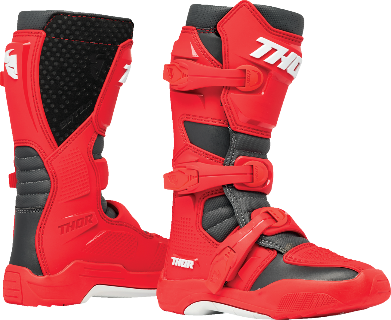 THOR Youth Blitz XR Boots - Red/Charcoal - US 3 3411-0754