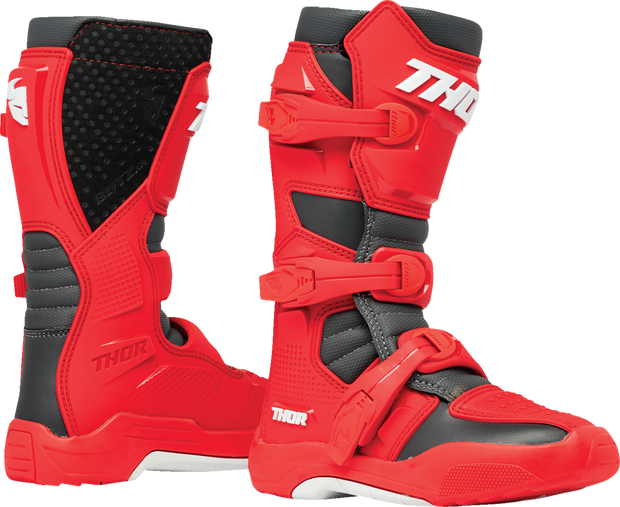THOR Youth Blitz XR Boots - Red/Charcoal - US 3 3411-0754