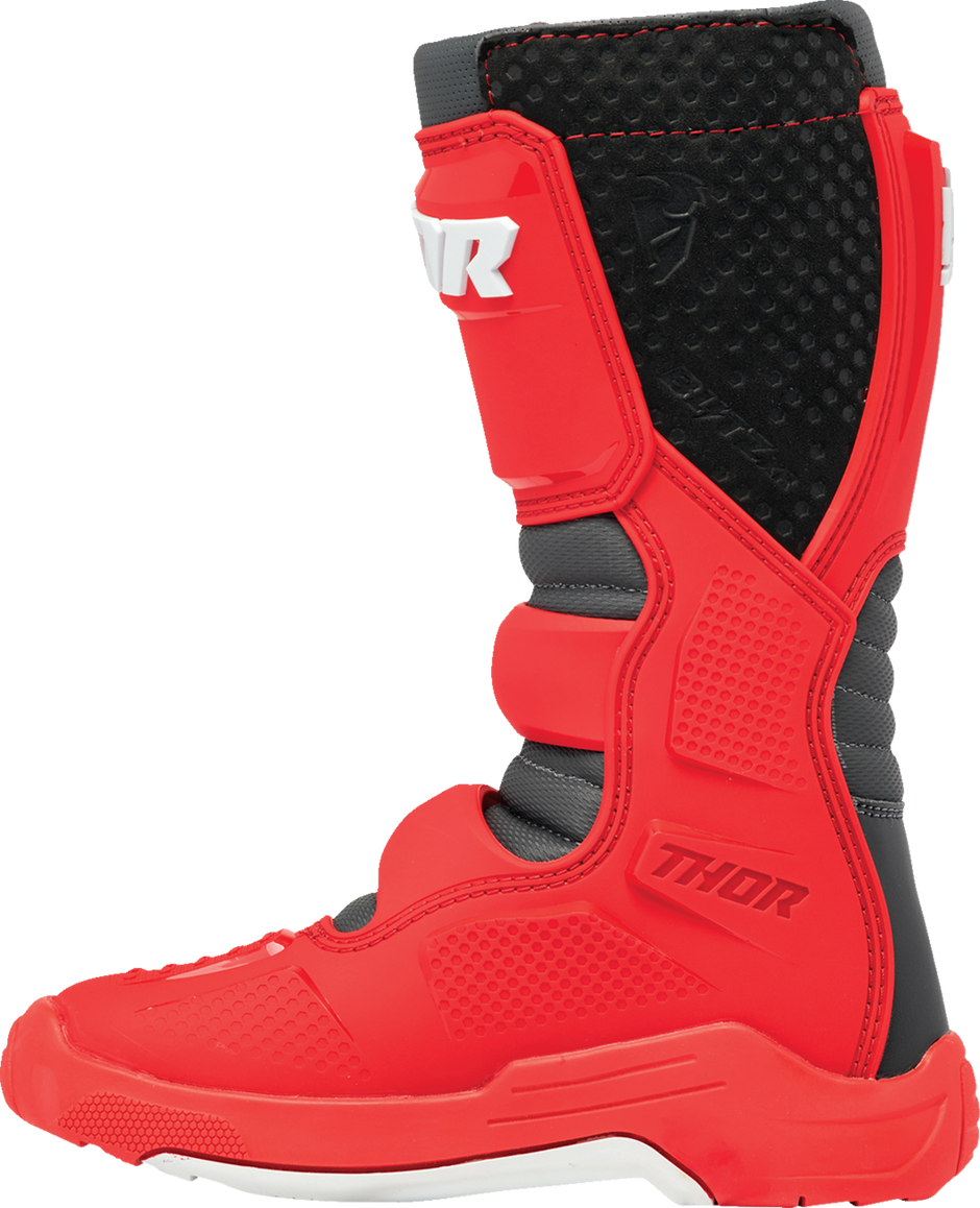 THOR Youth Blitz XR Boots - Red/Charcoal - US 3 3411-0754