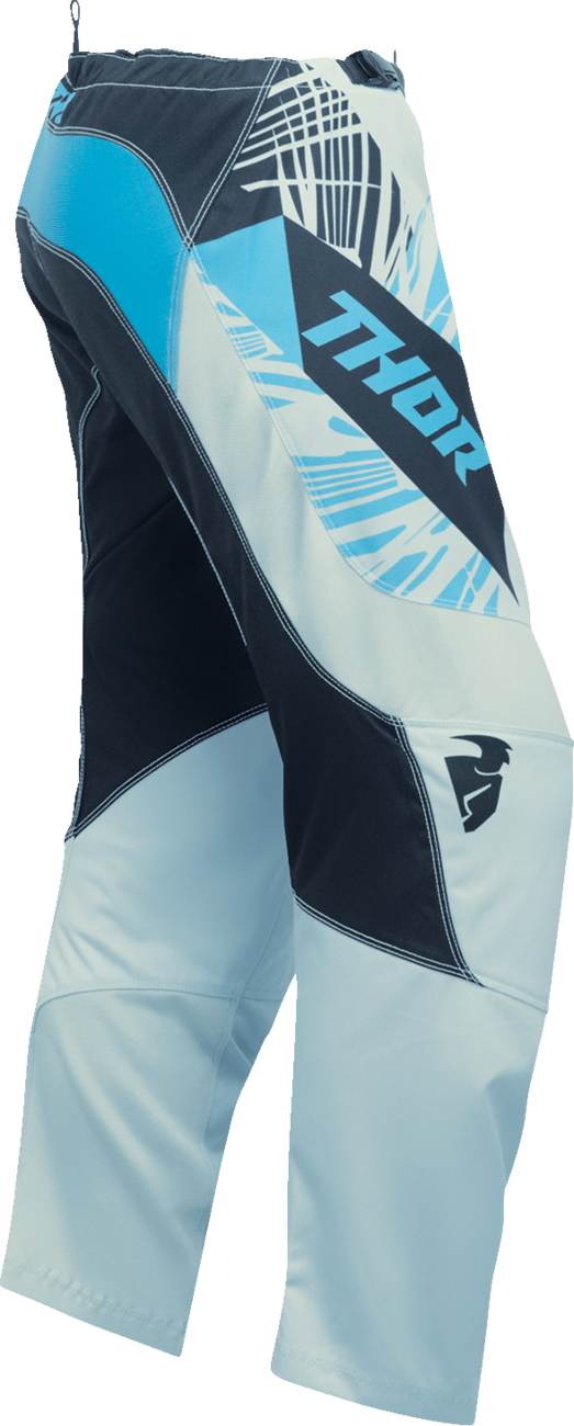 THOR Women's Sector Split Pants in Starlight Blue and Black, offroad ATV apparel, front view showing durable fabric and design details.