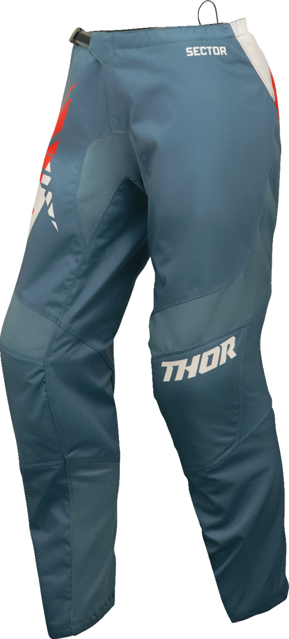 THOR Women's Sector split pants in blue steel and vintage white, offroad ATV riding gear, US size 5/6, casual outdoor apparel
