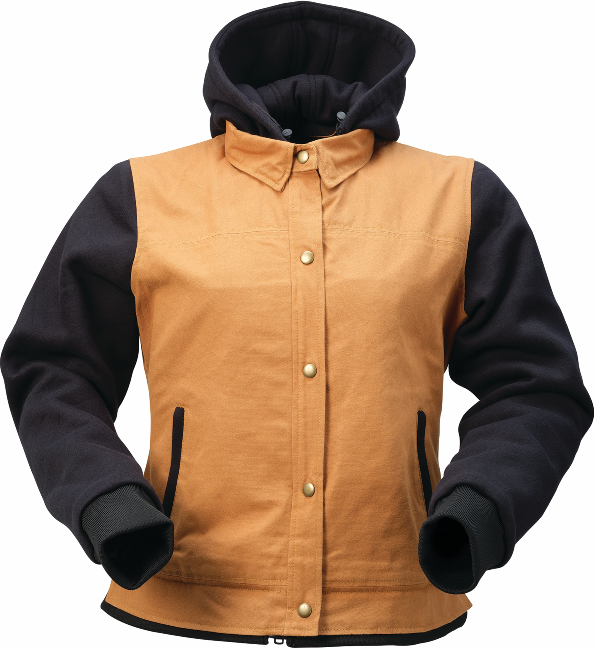Z1R Women's Jayrod Jacket in black and tan, XS, stylish streetwear with zippered pockets and a fitted design.