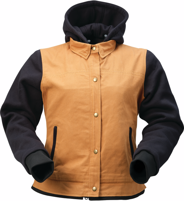 Z1R Women's Jayrod Jacket in black and tan, XS, stylish streetwear with zippered pockets and a fitted design.