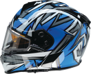 Z1R Warrant Snow Helmet for adults, full face design in blue and white, size XS, with secure chin strap and ventilation features.