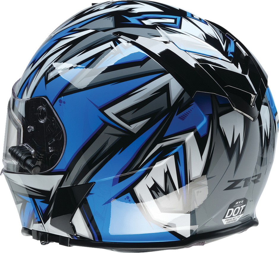 Z1R Warrant Snow Helmet in blue and white, full face snow helmet for adults, size XS with Neuron design.