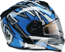 Z1R Warrant Snow Helmet in blue and white, full-face adult snow helmet with visor and adjustable straps, size XS.