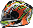 Z1R Warrant Snow Helmet in orange and green for adults, full face design, XS size, with venting and snow protection features.