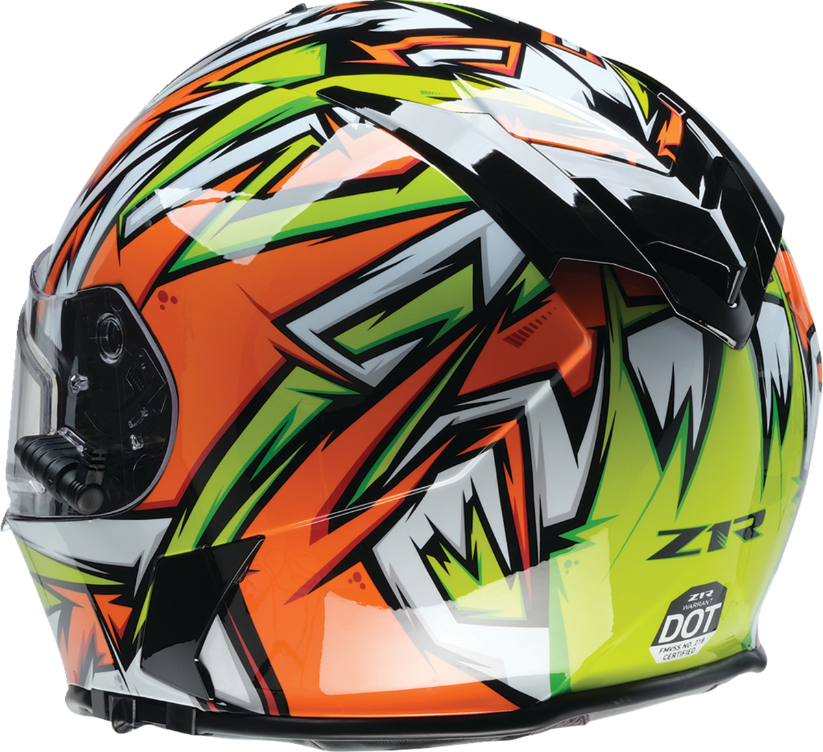 Z1R Warrant snow helmet for adults, full face design in orange and green, XS size, suitable for winter sports and snowboarding.