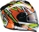 Z1R Warrant Snow Helmet in orange and green, full face adult helmet with Neuron design, size XS, for winter snow sports.