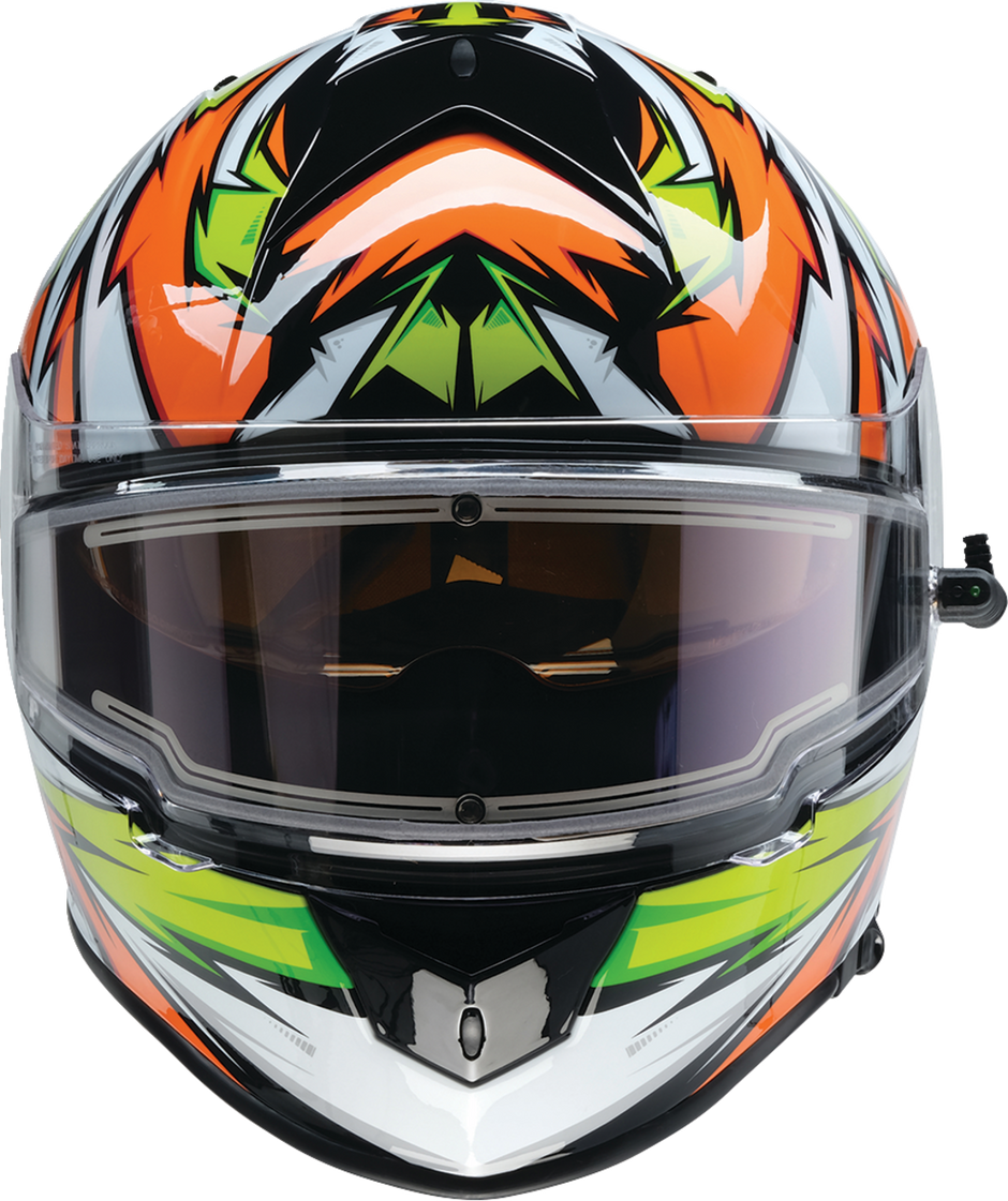 Z1R Warrant Snow Helmet in orange and green, adult full face snow helmet with XS size, designed for winter sports safety.