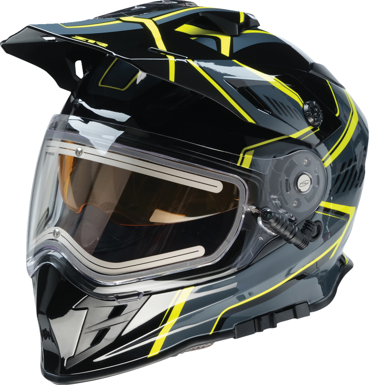 Z1R Range 2.0 Snow Helmet in black and hi-viz, medium size, full face snow helmet for adults with rotor design.