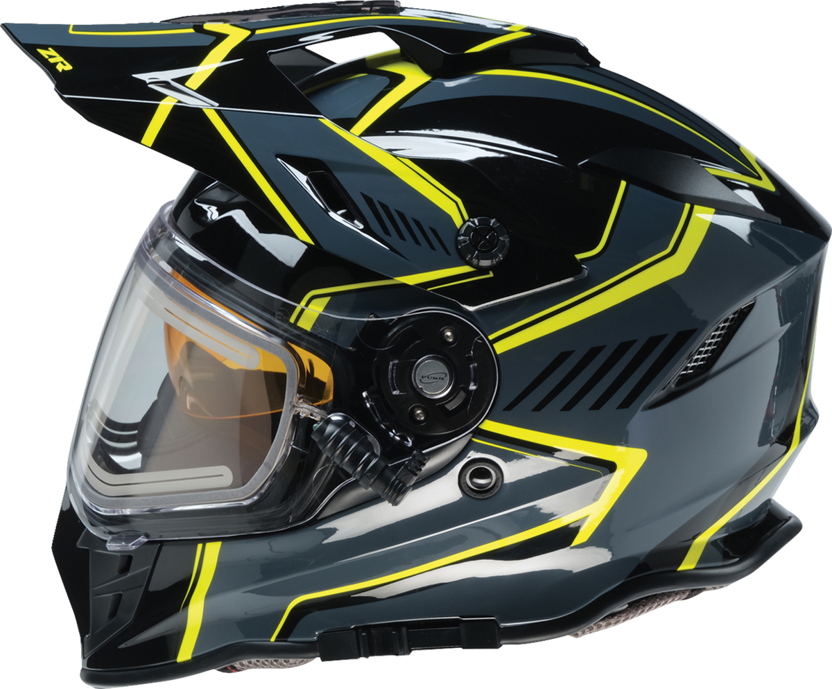 Z1R Range 2.0 Snow Helmet in black and hi-viz with rotor design, full face adult snow helmet, large size.