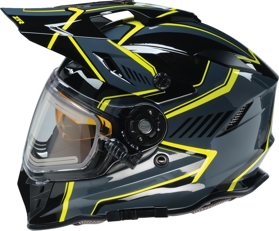 Z1R Range 2.0 Snow Helmet in black and hi-viz with rotor design, full face adult snow helmet, large size.