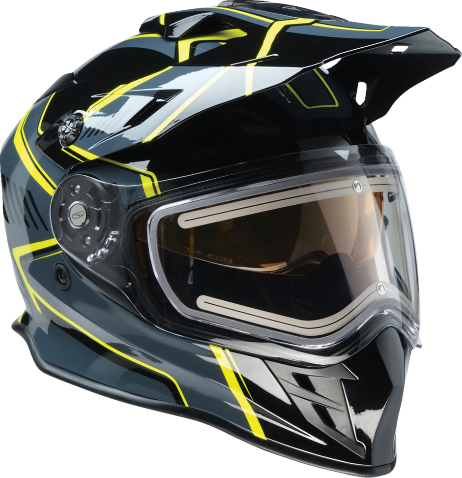 Black and Hi-Viz Z1R Range 2.0 Snow Helmet, full face adult helmet in medium size, with rotor design and sleek style.