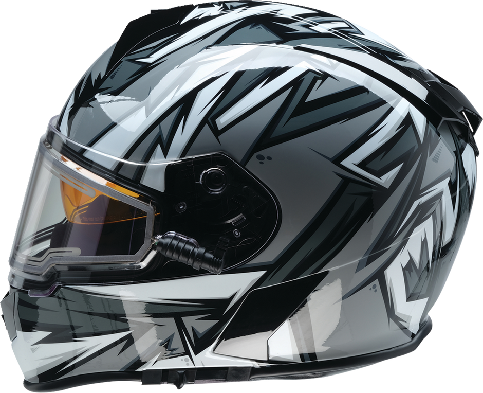 Z1R Warrant Snow Helmet in gray and white, adult full face helmet with visor for winter snow sports, size XS.