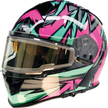 Z1R Warrant Snow Helmet in pink and teal, full face snow helmet for adults, size XS with vibrant design.