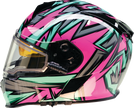Z1R Warrant Snow Helmet for adults, full face design in pink and teal, XS size, with venting and adjustable straps.