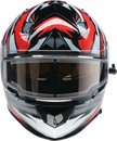Z1R Warrant Snow Helmet in red and white for adults, full-face design with ventilation and secure strap, small size.