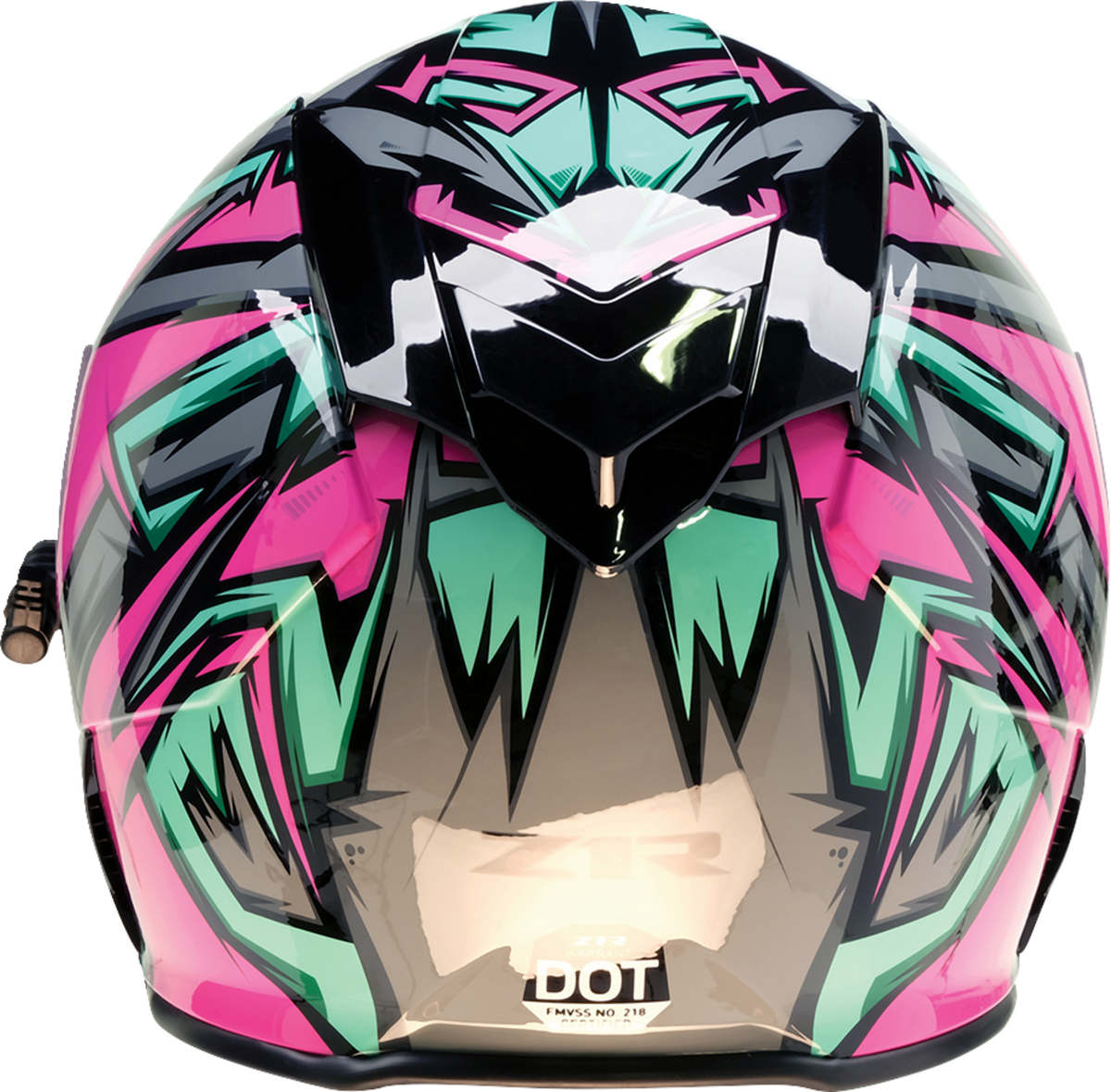 Z1R Warrant Snow Helmet in pink and teal for adults, full face snow helmet with adjustable straps and ventilation.