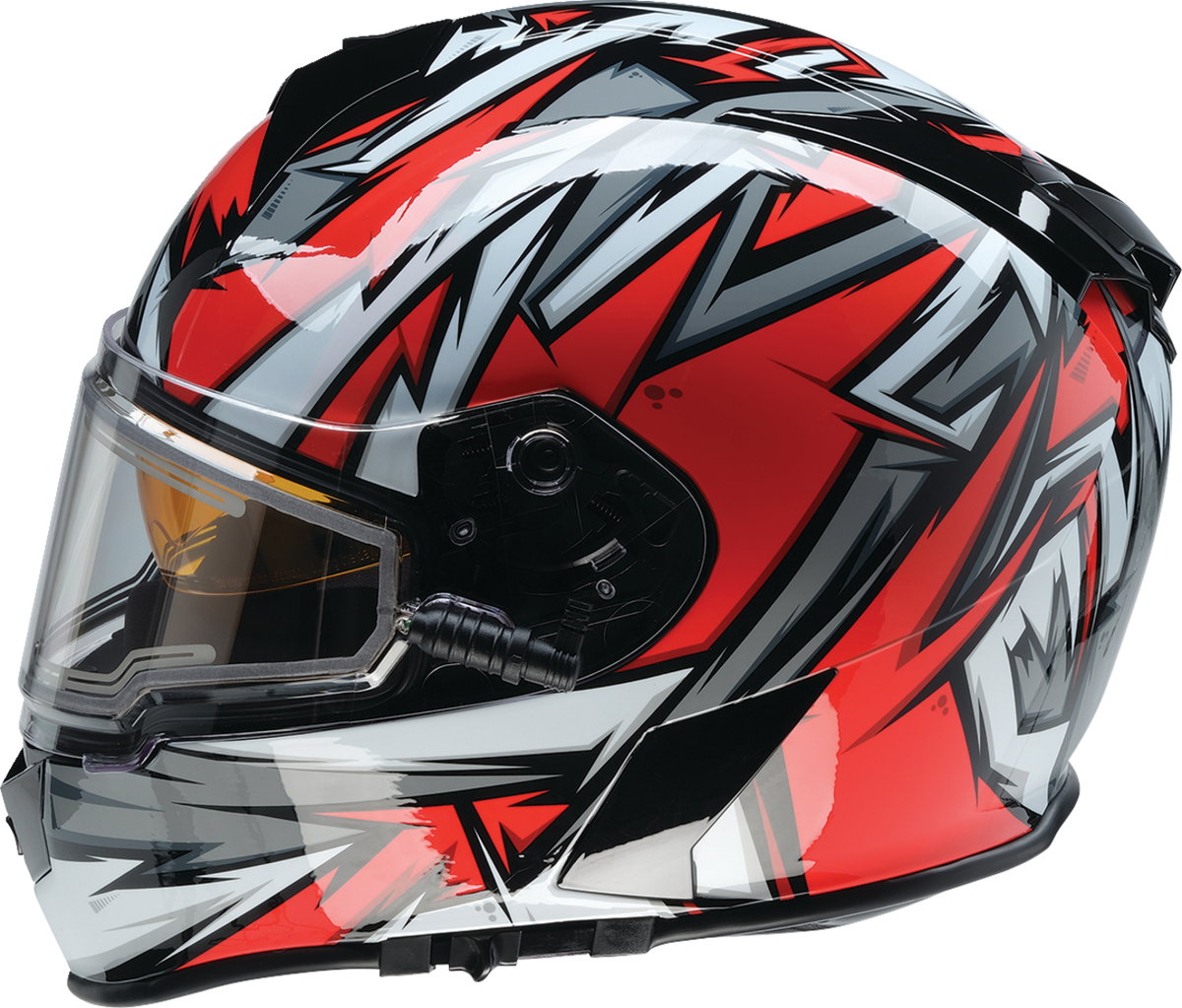 Z1R Warrant Snow Helmet in red and white, full face adult helmet with ventilation and secure strap, size small.