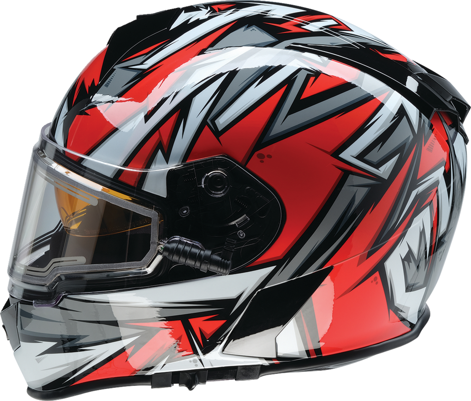Z1R Warrant Snow Helmet in red and white, full face adult helmet with ventilation and secure strap, size small.
