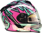 Z1R Warrant Snow Helmet in pink and teal, full face adult snow helmet with XS size, designed for winter sports safety.