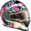 Z1R Warrant snow helmet in pink and teal for adults, full face design, XS size, featuring a sleek safety helmet with ventilation.